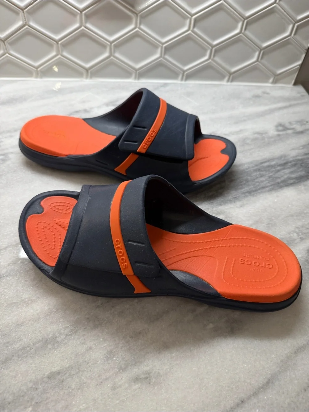Nike Blue and Orange Adjustable Slide Sandals